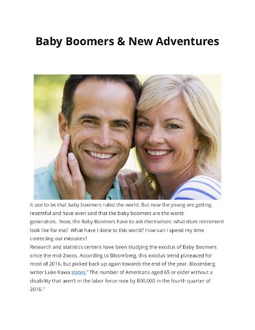 Baby Boomers & New Adventures 