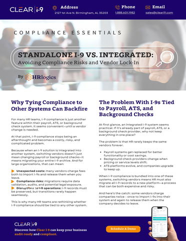 Standalone I-9 vs. Integrated: Why Tying Compliance to Other Systems Can Backfire