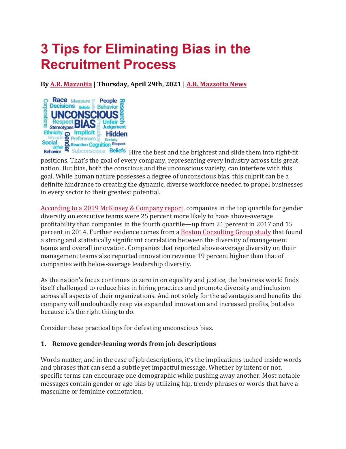3 Tips for Eliminating Bias in the Recruitment Process