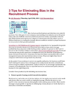 3 Tips for Eliminating Bias in the Recruitment Process
