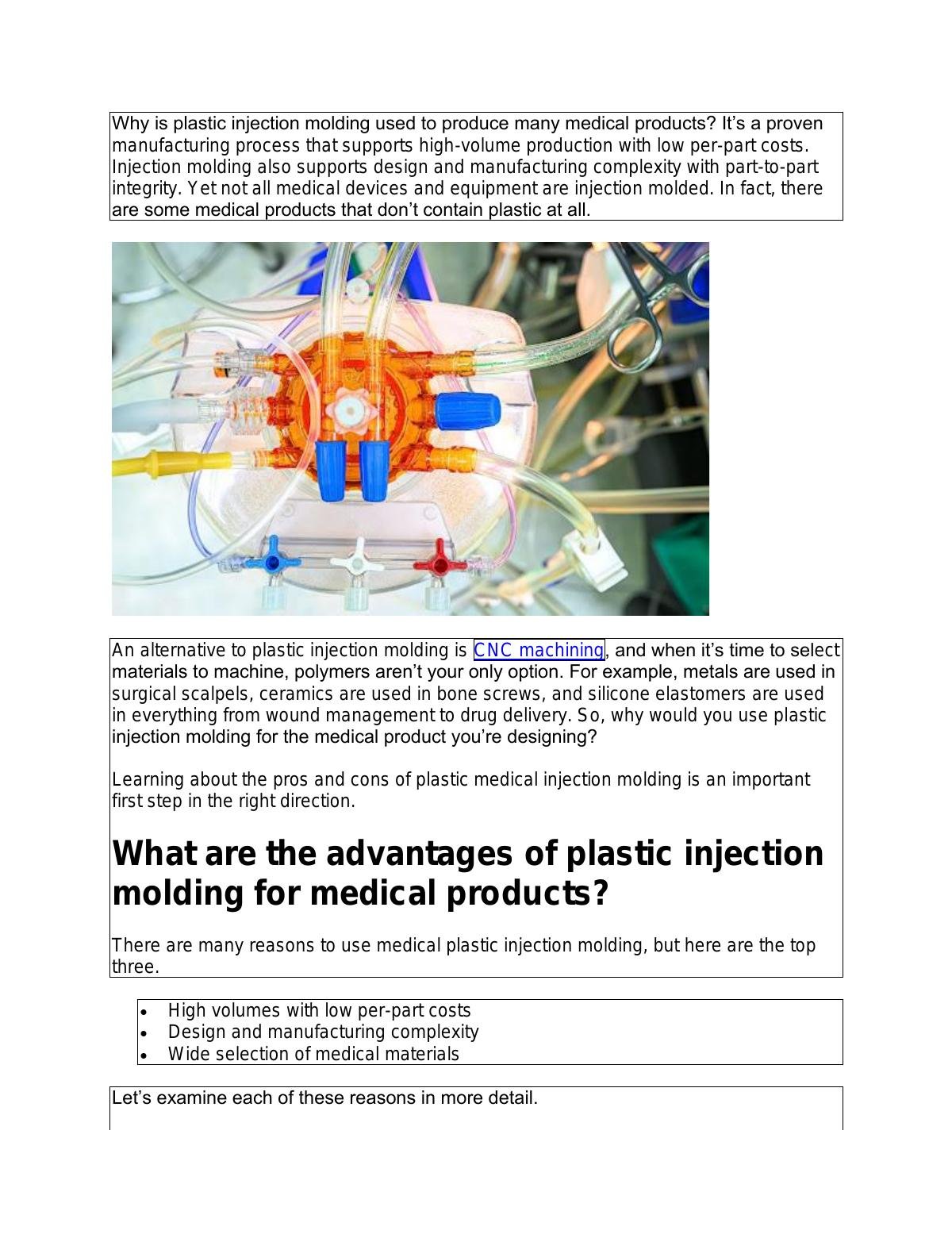 Pros & Cons of Plastic Injection Molding for Medical Products