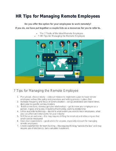 HR Tips for Managing Remote Employees