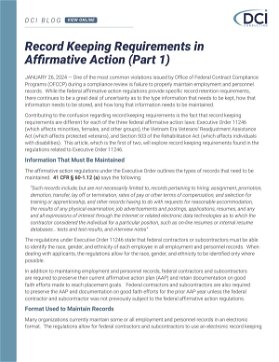 Record Keeping Requirements in Affirmative Action (Part 1)