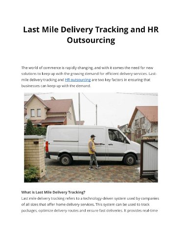 Last Mile Delivery Tracking and HR Outsourcing