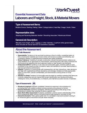 Laborers and Freight, Stock & Material Movers Occupational Assessment