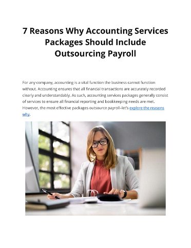 7 Reasons Why Accounting Services  Packages Should Include  Outsourcing Payroll