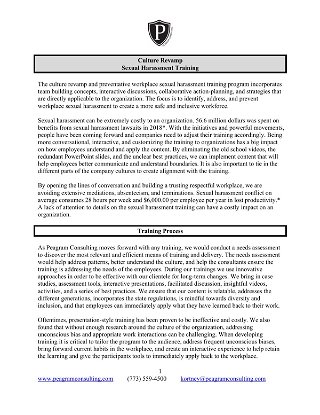 Sample Agenda: Sexual Harassment Training