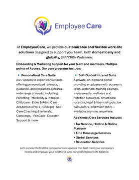 EmployeeCare Services - Work-Life balance that Empowers Your Workforce 24/7/365