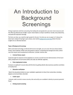 An Introduction to Background Screenings