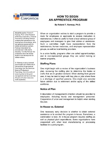 HOW TO BEGIN AN APPRENTICE PROGRAM