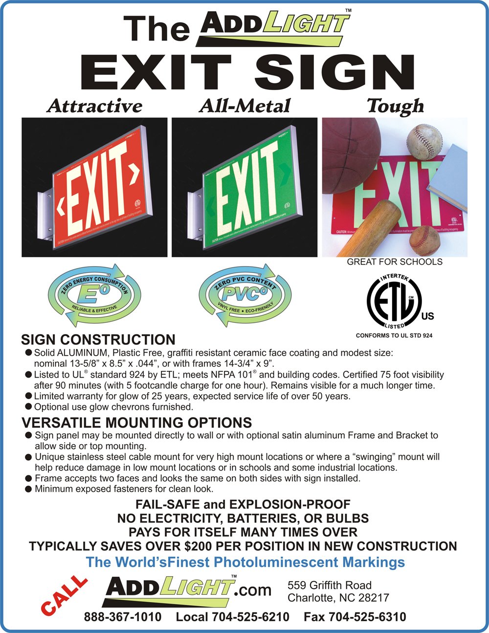Listed EXIT Signage and Frames