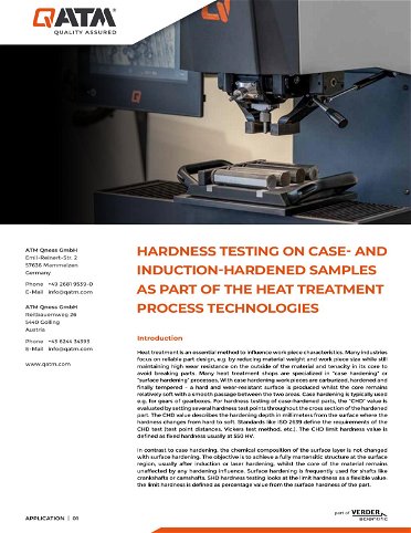 Hardness Testing on Case- and Induction-hardened Samples as Part of the Heat Treatment Process Technologies 