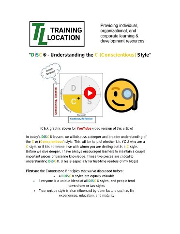 DiSC® - Understanding the C (Conscientious) Style