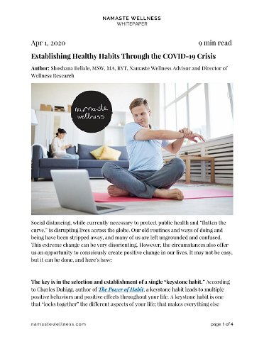 Establishing Healthy Habits Through the COVID-19 Crisis
