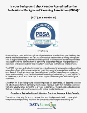 Is Your Background Check Vendor Accredited by the Professional Background Screening Association (PBSA)? (and not just a member)