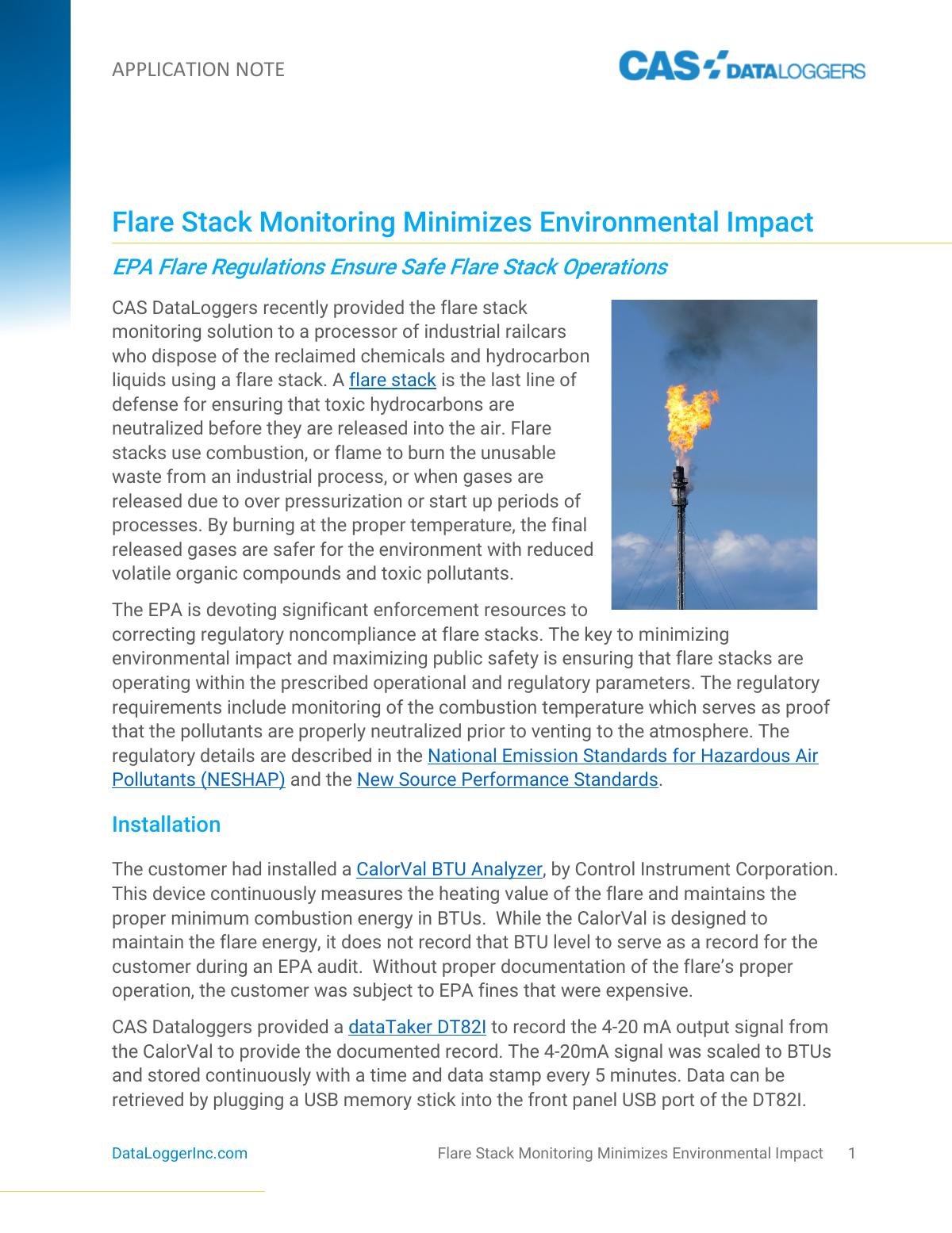 Flare Stack Monitoring Minimizes Environmental Impact