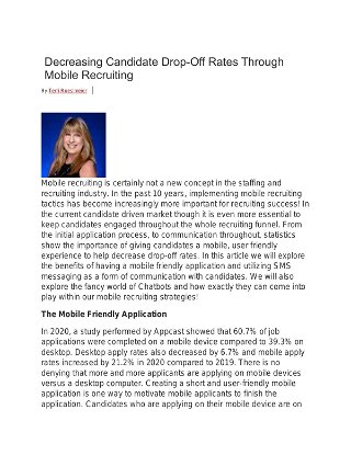 Decreasing Candidate Drop-Off Rates Through Mobile Recruiting