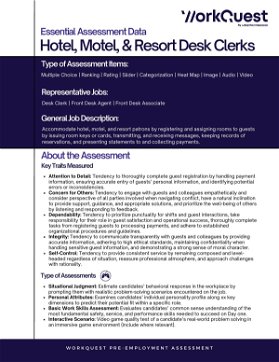 Hotel, Motel, & Resort Desk Clerk Occupational Assessment 