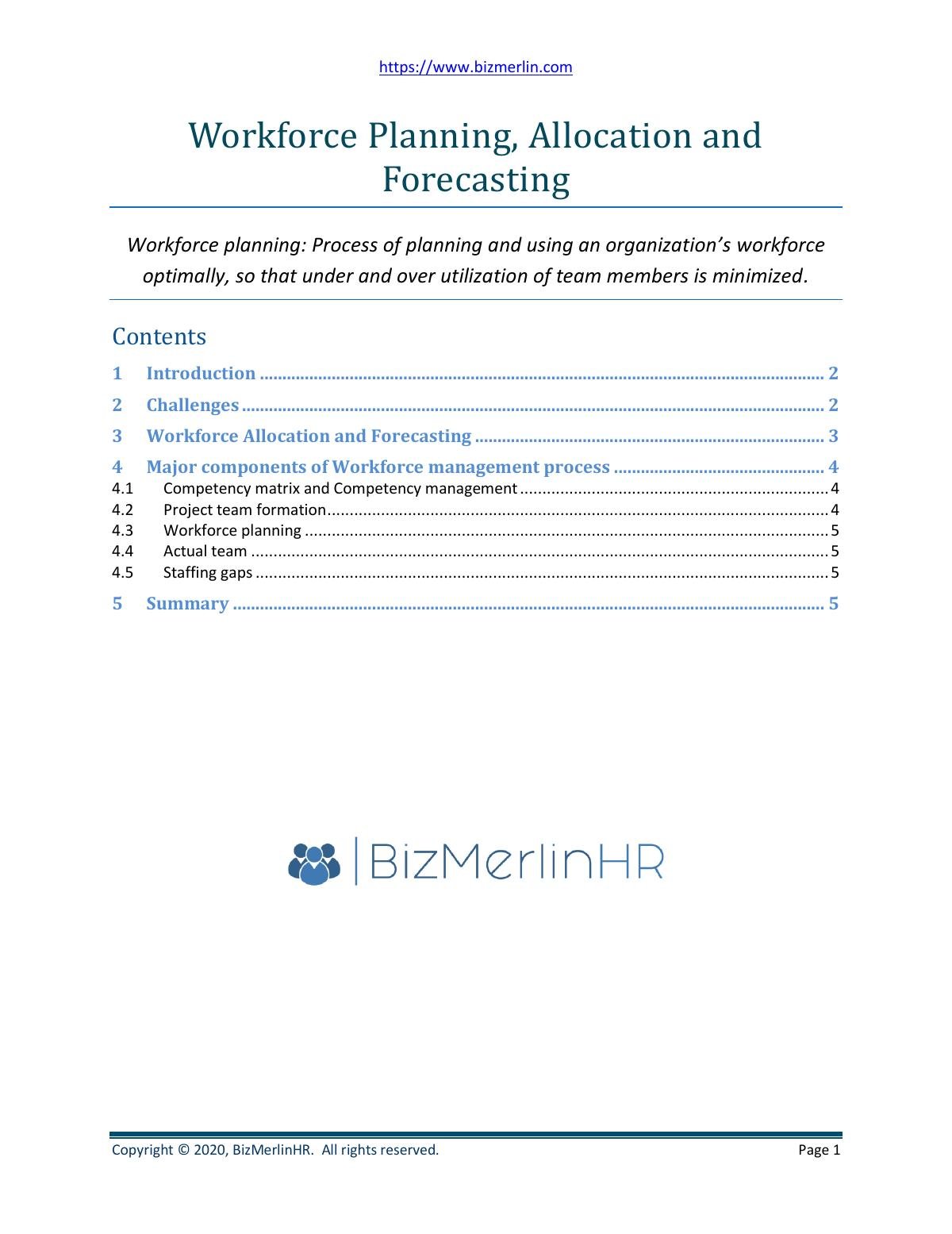 Workforce Planning, Allocation and Forecasting