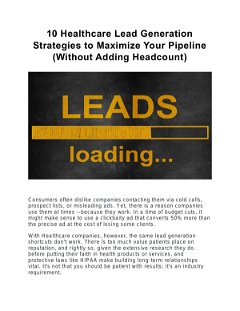10 Healthcare Lead Generation Strategies to Maximize Your Pipeline (Without Adding Headcount)