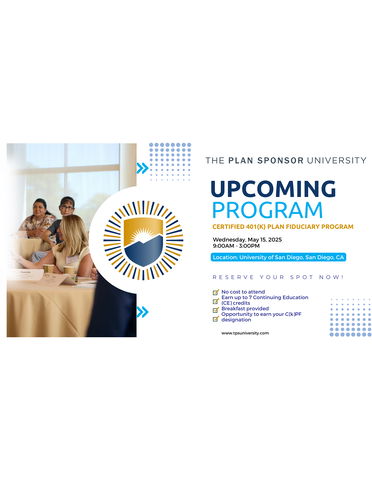 University of San Diego, San Diego, CA – Certified 401(k) Plan Fiduciary Program