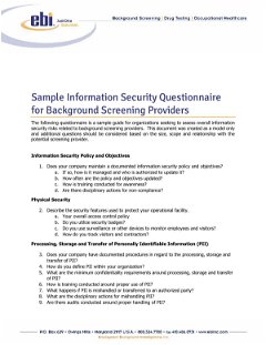 Information Security Questionnarie for Background Screening