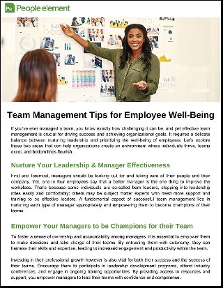 Team Management Tips for Employee Well-Being