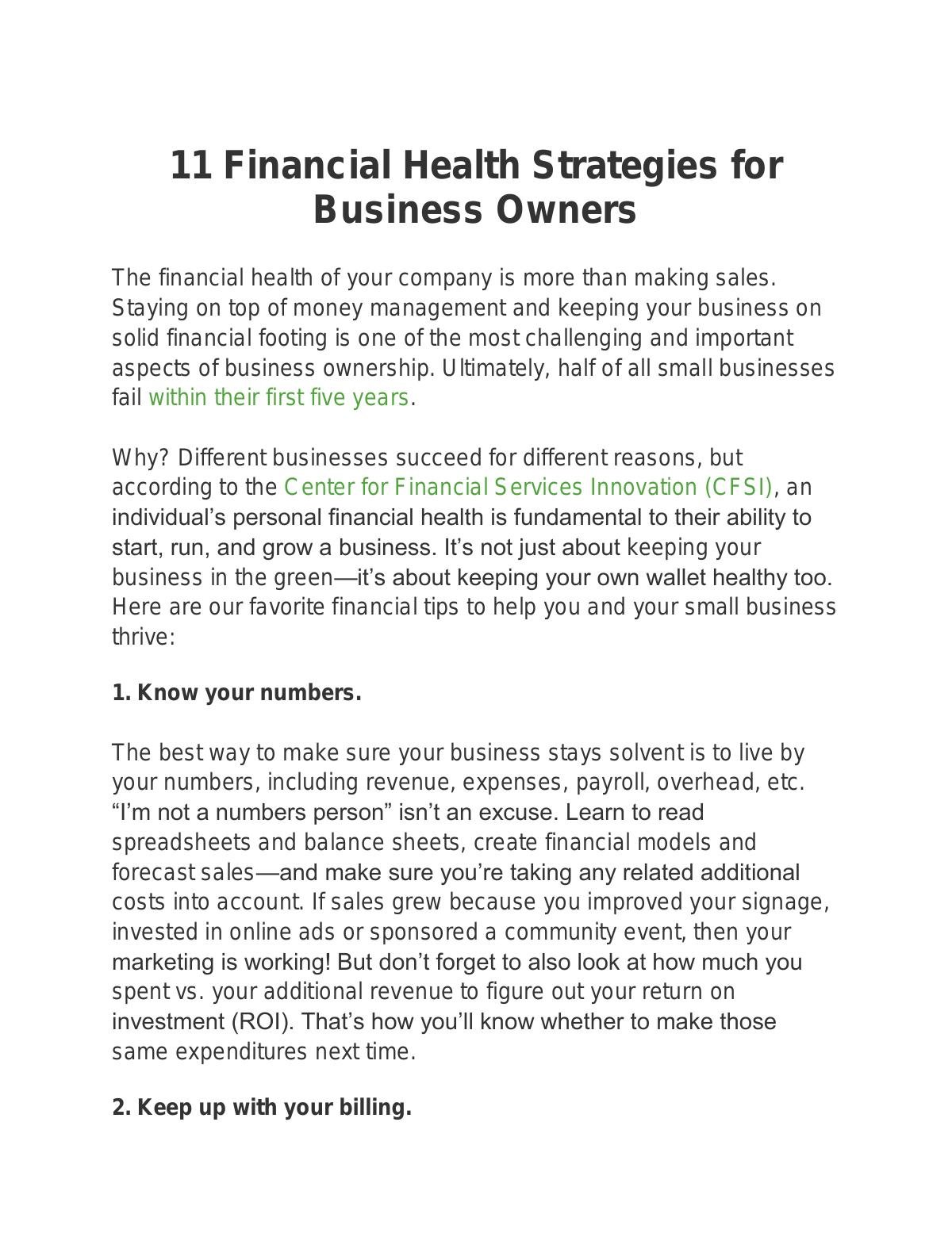11 Financial Health Strategies for Business Owners