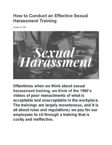 How to Conduct an Effective Sexual Harassment Training