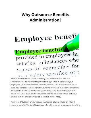 Why Outsource Benefits Administration? 