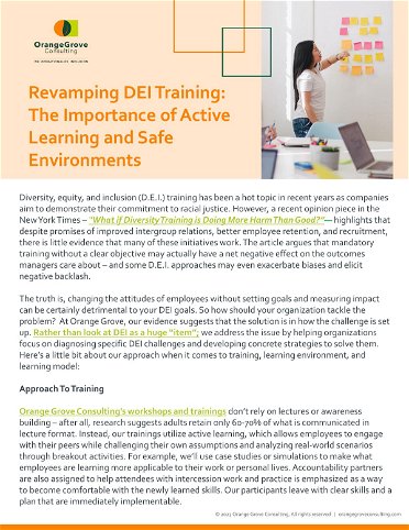 Revamping DEI Training: The Importance of Active Learning and Safe Environments