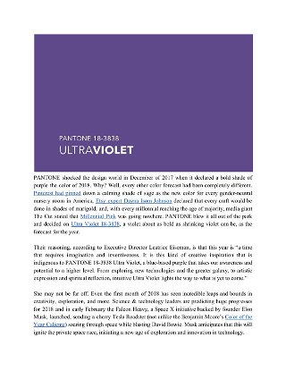 2018 Color Forecast—Pantone UltraViolet 18-3838