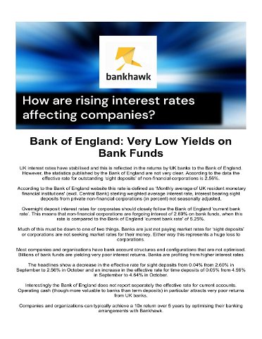 Bank of England: Very Low Yields on Bank Funds