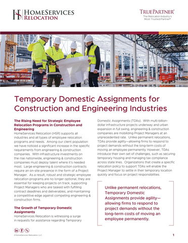 Temporary Domestic Assignments for Construction and Engineering Industries