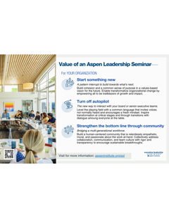 Value of an Aspen Institute Leadership Seminar: for YOUR ORGANIZATION
