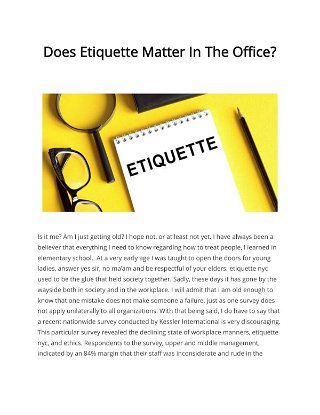 Does Etiquette Matter In The Office? 
