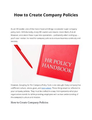 How to Create Company Policies