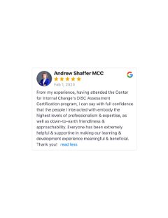 February 2023 DiSC Certification Course Given a 5-star Review