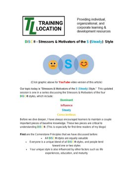 DiSC® - Stressors & Motivators of the S (Steady)  Style