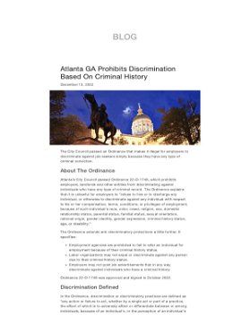 Atlanta GA Prohibits Discrimination Based On Criminal History - Backgrounds Online BLOG