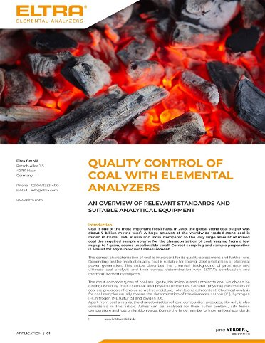 Quality Control of Coal With Elemental Analyzers 