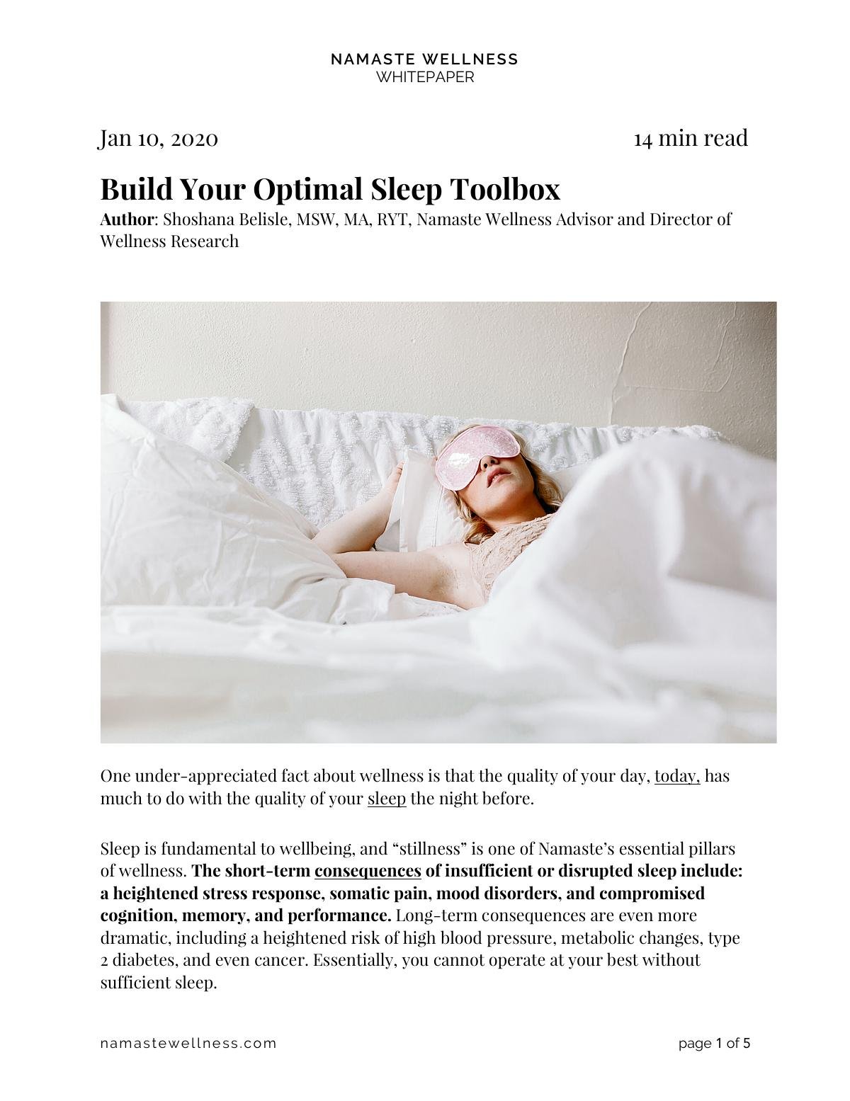Build Your Optimal Sleep Toolbox