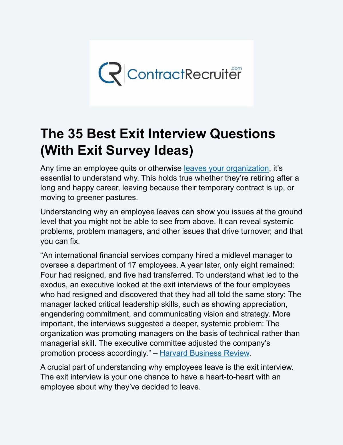 35 Best Exit Interview Questions (with Survey Ideas)