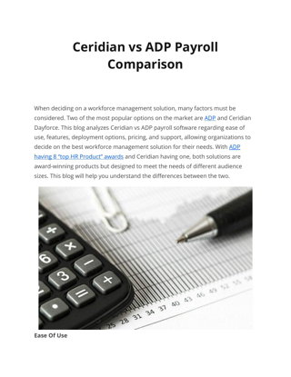 Ceridian vs ADP Payroll  Comparison
