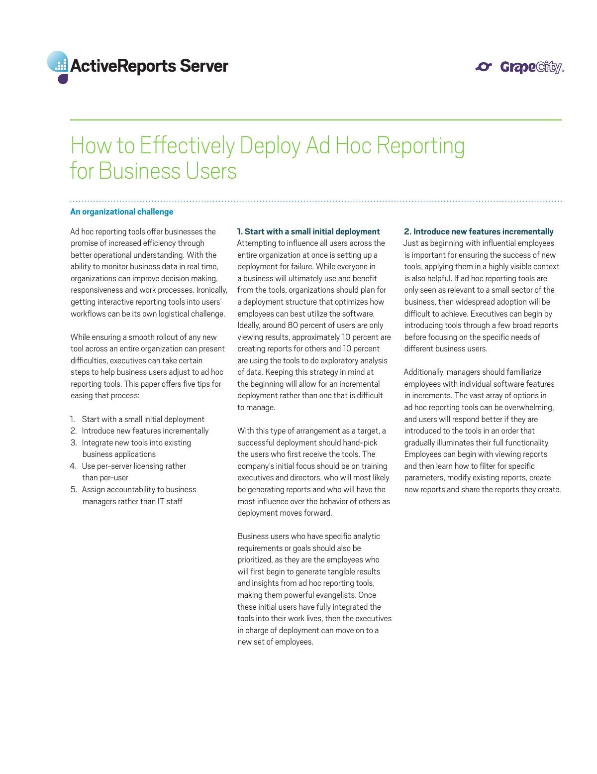 How to Effectively Deploy Ad Hoc Reporting for Business Users