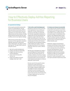 How to Effectively Deploy Ad Hoc Reporting for Business Users