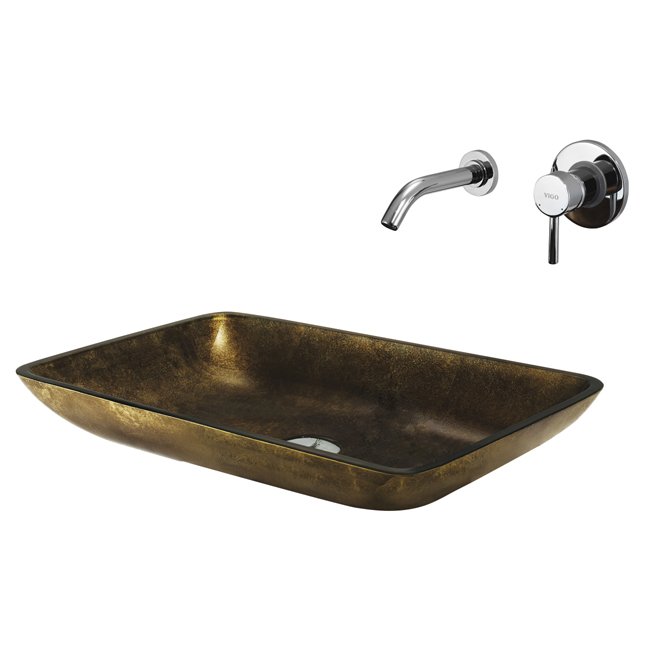 Copper Glass Vessel Sink and Faucet Set