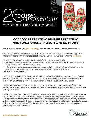 Corporate strategy, business strategy, and functional strategy; Why so many?