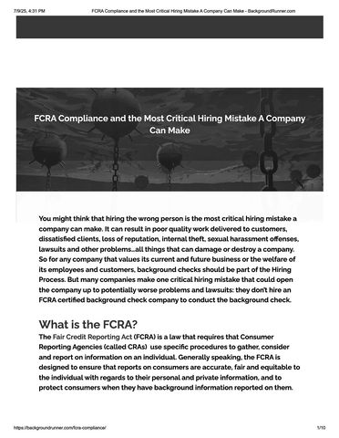 FCRA Compliance and the Most Critical Hiring Mistake A Company Can Make