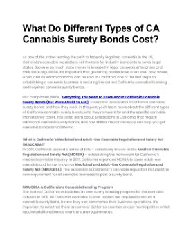 What Do Different Types of CA Cannabis Surety Bonds Cost?